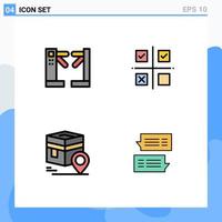 Set of 4 Modern UI Icons Symbols Signs for access khana underground priorities pin Editable Vector Design Elements