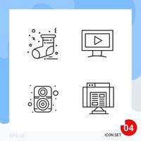 Modern Pack of 4 Icons Line Outline Symbols isolated on White Backgound for Website designing vector