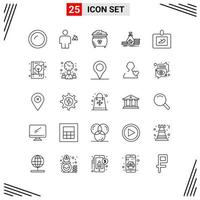 25 Icons Line Style Grid Based Creative Outline Symbols for Website Design Simple Line Icon Signs Isolated on White Background 25 Icon Set vector