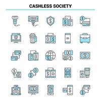 25 Cashless Society Black and Blue icon Set Creative Icon Design and logo template vector