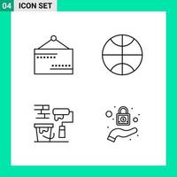 paquete de 4 iconos de estilo de línea establece símbolos de esquema para imprimir signos creativos aislados en fondo blanco 4 conjunto de iconos vector