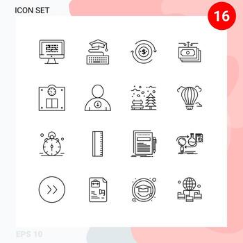 16 esquemas universales establecidos para aplicaciones web y móviles flujo de efectivo educación transacciones en dólares elementos de diseño vectorial editables vector