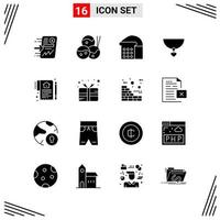 16 Icons Solid Style Grid Based Creative Glyph Symbols for Website Design Simple Solid Icon Signs Isolated on White Background 16 Icon Set vector