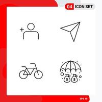 Creative Set of 4 Universal Outline Icons isolated on White Background vector