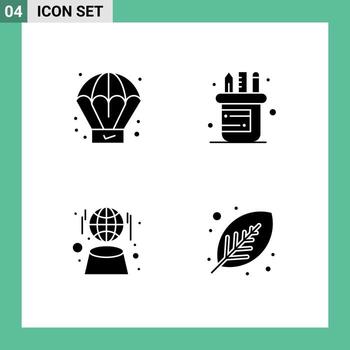 paquete de interfaz de usuario de 4 glifos sólidos básicos de elementos de diseño de vector editable verde digital de oficina de red creativa
