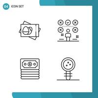 Vector Pack of 4 Outline Symbols Line Style Icon Set on White Background for Web and Mobile