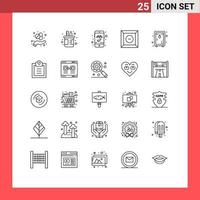 Set of 25 Vector Lines on Grid for park locker pot product box Editable Vector Design Elements