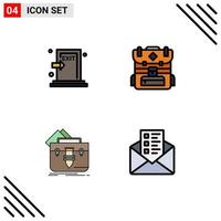 4 iconos creativos signos y símbolos modernos de bolsa de emergencia fuego camping carpeta elementos de diseño vectorial editables vector