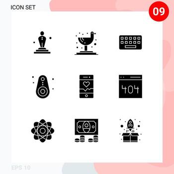 Editable Vector Line Pack of 9 Simple Solid Glyphs of smartphone analysis typing tracked devices Editable Vector Design Elements