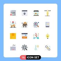 Flat Color Pack of 16 Universal Symbols of shuttle physical home human activity Editable Pack of Creative Vector Design Elements