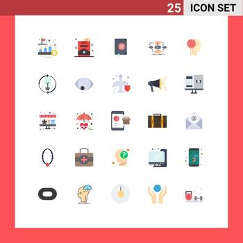 Mobile Interface Flat Color Set of 25 Pictograms of process method party design spring Editable Vector Design Elements