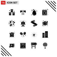 Pixle Perfect Set of 16 Solid Icons Glyph Icon Set for Webite Designing and Mobile Applications Interface vector