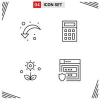 4 iconos estilo de línea cuadrícula basada en símbolos de contorno creativo para el diseño de sitios web signos de icono de línea simple aislados en fondo blanco 4 conjunto de iconos vector