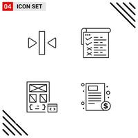 Pixle Perfect Set of 4 Line Icons Outline Icon Set for Webite Designing and Mobile Applications Interface vector