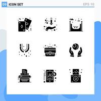 Set of 9 Modern UI Icons Symbols Signs for business plumber hand mechanical skate Editable Vector Design Elements