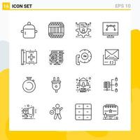 Collection of 16 Universal Line Icons Icon Set for Web and Mobile vector