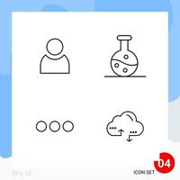 Modern Pack of 4 Icons Line Outline Symbols isolated on White Backgound for Website designing vector