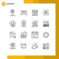 Set of 16 Modern UI Icons Symbols Signs for copy data food stand seeds farm Editable Vector Design Elements