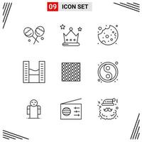 9 Icons Line Style Grid Based Creative Outline Symbols for Website Design Simple Line Icon Signs Isolated on White Background 9 Icon Set vector