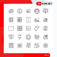 Mobile Interface Line Set of 25 Pictograms of business pc eraser computer processor Editable Vector Design Elements