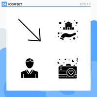 moderno 4 iconos de estilo sólido símbolos de glifo para uso general signo de icono sólido creativo aislado sobre fondo blanco paquete de 4 iconos vector