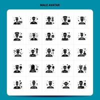 Solid 25 Male Avatar Icon set Vector Glyph Style Design Black Icons Set Web and Mobile Business ideas design Vector Illustration