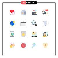 Set of 16 Modern UI Icons Symbols Signs for website browser flag megaphone audio Editable Pack of Creative Vector Design Elements