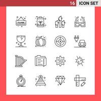 16 Icon Pack Line Style Outline Symbols on White Background Simple Signs for general designing vector