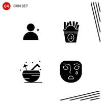 Collection of 4 Vector Icons in solid style Pixle Perfect Glyph Symbols for Web and Mobile Solid Icon Signs on White Background 4 Icons