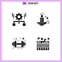 4 Icons in Solid Style Glyph Symbols on White Background Creative Vector Signs for Web mobile and Print