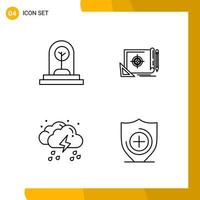 4 Icon Set Line Style Icon Pack Outline Symbols isolated on White Backgound for Responsive Website Designing vector