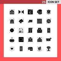 Group of 25 Modern Solid Glyphs Set for energy home page secure home coins Editable Vector Design Elements