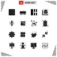 16 Icons Solid Style Grid Based Creative Glyph Symbols for Website Design Simple Solid Icon Signs Isolated on White Background 16 Icon Set vector