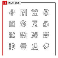 16 General Icons for website design print and mobile apps 16 Outline Symbols Signs Isolated on White Background 16 Icon Pack vector