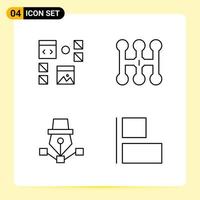 4 Creative Icons for Modern website design and responsive mobile apps 4 Outline Symbols Signs on White Background 4 Icon Pack vector