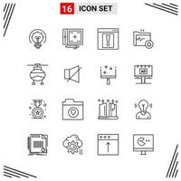 16 Icons Line Style Grid Based Creative Outline Symbols for Website Design Simple Line Icon Signs Isolated on White Background 16 Icon Set vector