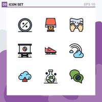 9 Thematic Vector Filledline Flat Colors and Editable Symbols of planning businessman data storage business spa Editable Vector Design Elements