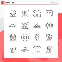 Collection of 16 Vector Icons in Line style Modern Outline Symbols for Web and Mobile Line Icon Sign Isolated on White Background 16 Icons