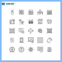 Modern Set of 25 Lines and symbols such as man gymnastic multimedia gym party Editable Vector Design Elements