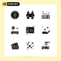 Set of 9 Modern UI Icons Symbols Signs for midi controller hardware love router Editable Vector Design Elements