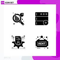 Solid Icon set Pack of 4 Glyph Icons isolated on White Background for Web Print and Mobile vector