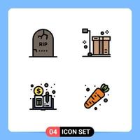 Pictogram Set of 4 Simple Filledline Flat Colors of death product graveyard cart distributed Editable Vector Design Elements