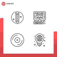 Pack of 4 Universal Outline Icons for Print Media on White Background vector