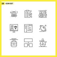 9 Universal Outlines Set for Web and Mobile Applications design programming party programmer develop Editable Vector Design Elements