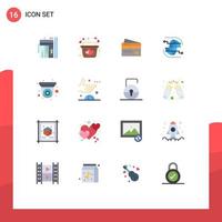 Flat Color Pack of 16 Universal Symbols of connect money romantic finance cards Editable Pack of Creative Vector Design Elements