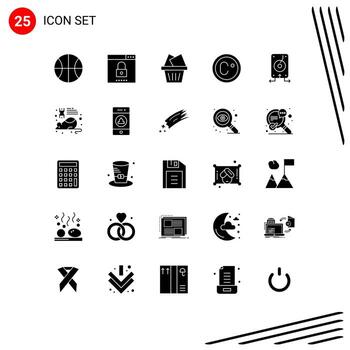 25 glifos sólidos universales establecidos para aplicaciones web y móviles carro de datos del servidor grado de copia de seguridad elementos de diseño vectorial editables vector