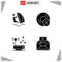 4 Icons Solid Style Grid Based Creative Glyph Symbols for Website Design Simple Solid Icon Signs Isolated on White Background 4 Icon Set vector