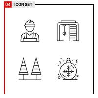 4 General Icons for website design print and mobile apps 4 Outline Symbols Signs Isolated on White Background 4 Icon Pack vector