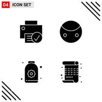 Pixle Perfect Set of 4 Solid Icons Glyph Icon Set for Webite Designing and Mobile Applications Interface vector