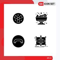 4 Universal Solid Glyph Signs Symbols of radiation hang up fan summer draft Editable Vector Design Elements